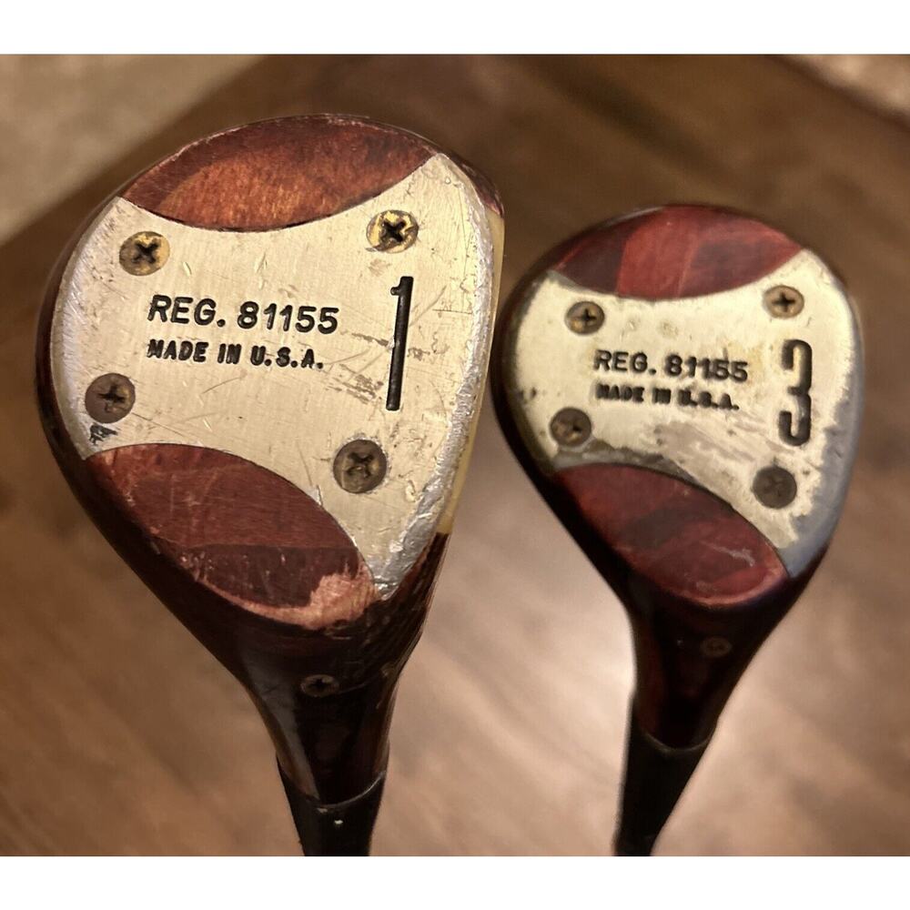 VINTAGE SPALDING MATCH PLAY WOOD HEAD Driver 1 & 3 Wood Steel Made in USA RH J24